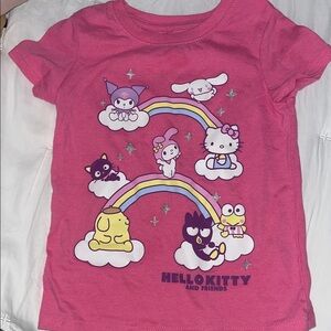 Hello Kitty Kids Pink Rainbow & Characters Short Sleeve Tee